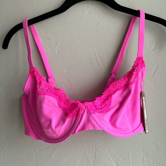 💖SKIMS FITS EVERYBODY LACE UNLINED DEMI BRA TAFFY TONAL MULTI 34DD - Picture 4 of 5